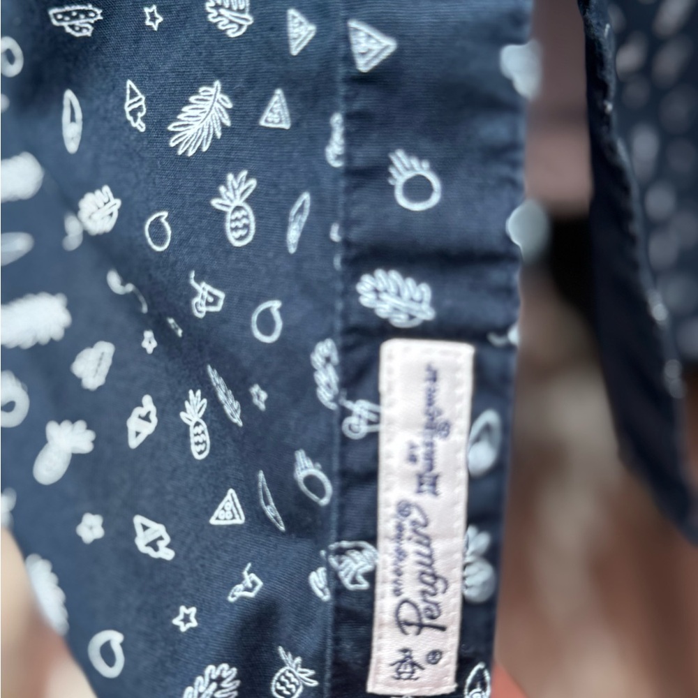 Original Penguin Navy Blue Patterned Casual Shirt - Picture 5 of 5